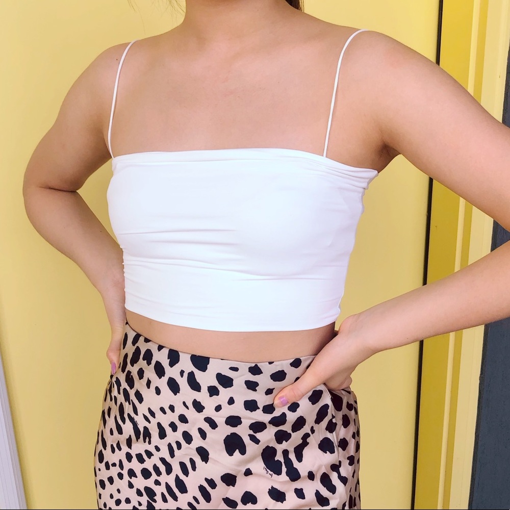 White square neck tank top